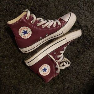 maroon high top converse